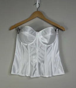 Dominique Intimate Apparel Size 42B White Satin Corset Bridal Bustier Bra Sexy - Picture 1 of 8