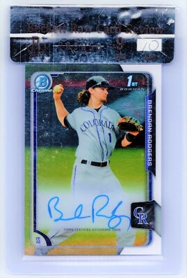 2015 Bowman Draft Chrome Pick Refractor Brendan Rodgers #BCA-BR BGS 9 MINT RAW - Image 1 of 2