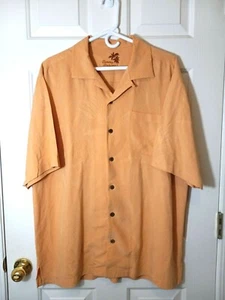 Tommy Bahama Herren Orange Kurzarm Seide Hawaii Resort Sommer Hemd Größe L - Bild 1 von 4