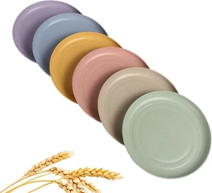 Wheat Straw Plates Lightweight Unbreakable Dinner Dishes Plates Set Dishwasher - Picture 1 of 12