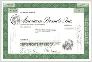 1973 American Brands Inc meno di 100 azioni certificato azioni ordinarie - Foto 1 di 2