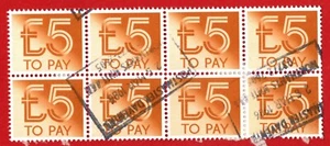 1982 £5 block Northants cancel block of 8 Fine Used see lots more LOOK ref #38 - Picture 1 of 3