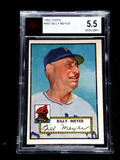 BILLY MEYER 1952 TOPPS BASEBALL CARD #387 BECKETT (BVG) GRADED 5.5 EX+ HIGH #