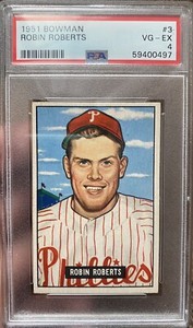 1951 BOWMAN #3 ROBIN ROBERTS PSA 4 VG-EX PHILADELPHIA PHILLIES