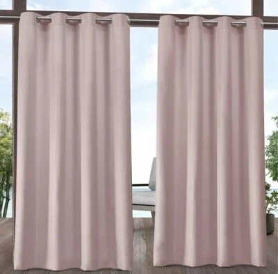 96"x54" Blush Set of 2 Cabana Solid Grommet Top Curtain Panels, Exclusive Home - Image 1 of 4