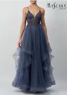 Mascara MC110113 size 18 charcoal grey  Lace tiered tulle evening dress BNWT
