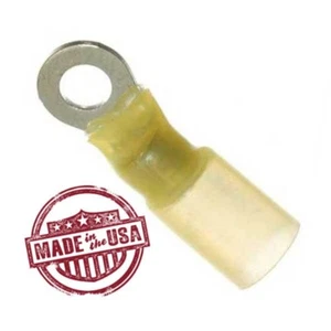 MVP 50 Yellow 10-12 AWG Ring Terminals #10 Stud - Made in USA w/ 3M Heat Shrink - Picture 1 of 1
