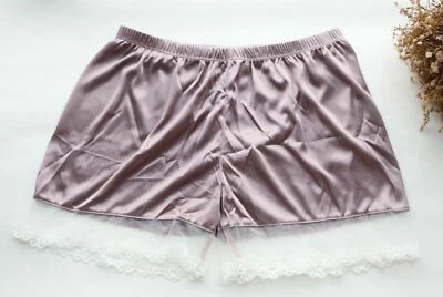 Women Sexy Home Shorts smooth&Mesh underwear Ladies Silkly boyshorts Knickers S - Image 1 of 4