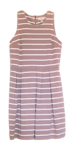 Ann Taylor Loft Petites Sleeveless Shift Dress Sz 6P Women's Brown White Stripes - Picture 1 of 5