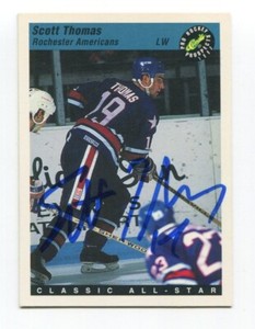 1993 Classic Pro Prospects Scott Thomas Signed Card Hockey Autograph AUTO #125