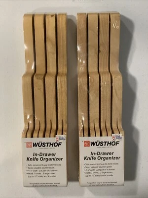 NEW Lot Of 2 Wusthof In-Drawer Knife Organizer 7 Slot Wood Block 17” X 4.25” - Image 1 of 4