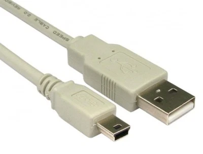 BEIGE 2m 1.8 Metre USB 2.0 Mini type B Data Cable Lead A Male Gold Contact  - Image 1 of 4