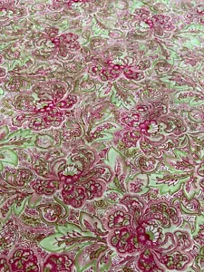Covington Alpana Floral Paisley Pink and Green Cotton Fabric BY THE YARD - Picture 1 of 5