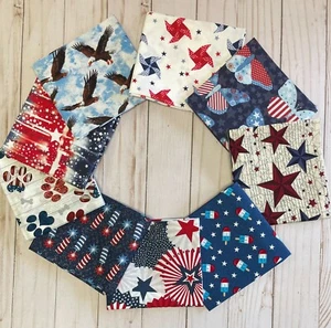 Tela FQ Fat Quarter HAZ TU PROPIO CONJUNTO Edredón Patriótico 4 de Julio 100% Algodón NUEVO - Imagen 1 de 10