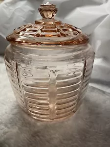 Antikes Art Deco Depressionsglas rosa Keks Plätzchen Bonboniere - Bild 1 von 5