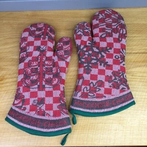 MacKenzie Childs Tis the Season Oven Mitts Set of 2 Christmas Holiday - Picture 1 of 8