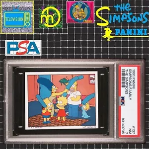 1991 Panini Simpsons Stickers - #137 Simpsons Family - PSA 7 NM - Picture 1 of 4