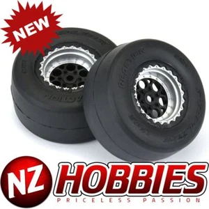 Proline 1/16 Reaction Rear Tires MTD 8mm Black/Silver (2): Losi Mini Drag - Picture 1 of 7