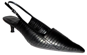 JEFFREY CAMPBELL Stridze Black Leather Heels Slingback 8M - Picture 1 of 7