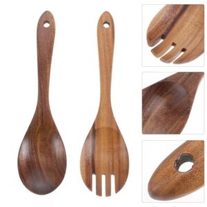 Juego de cucharas de madera para servir cubiertos de grado alimenticio - Imagen 1 de 11