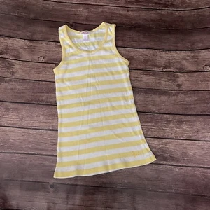 Camiseta sin mangas a rayas amarillas y blancas Justice para niña M 12 - Imagen 1 de 3