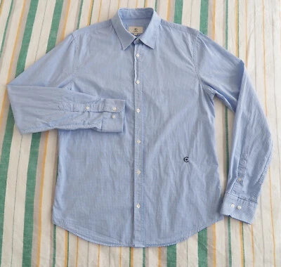 Cerruti 1881 Mens Shirt Size M blue mini gingham check cotton long sleeve - Image 1 of 4