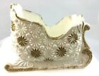 Christmas Sleigh, White with Gold Glitter, Hearth Decoration, Plactic