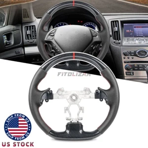 Hydro Dip Carbon Fiber Steering Wheel For Infiniti G37 G37X EX35 EX37 2008-2013 - Picture 1 of 8