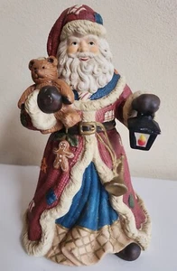 Vintage Santa Keramik Weihnachten musikalischer Teddybär spielt lustig Ol 'St Nick 11 Zoll - Bild 1 von 3