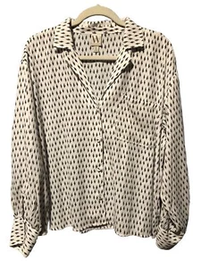 WORTHINGTON Women XXL White Black Semi Sheer Layering Polyester Button-up Blouse - Picture 1 of 9