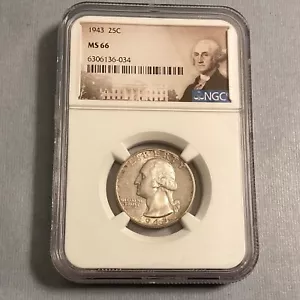 1943 Washington Quarter - Mint State UNC - NGC MS 66 - Picture 1 of 4