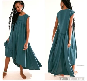 Vestido FP Beach Midi Cambio Algodón Gasa Madelyn Sin Mangas Alto Bajo Boho Talla M - Imagen 1 de 4