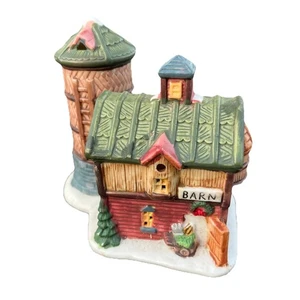 Vintage handbemaltes Porzellan Weihnachtsdorf Scheune Silo 5" hoch Cottagecore - Bild 1 von 7