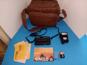 Nimslo 3D Quadra 35mm Film Camera with Flash and booklet and Brown Coast Bag - Picture 1 of 7