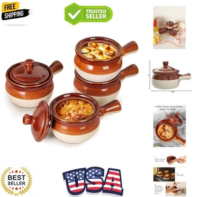 Cuencos de sopa de cerámica seguros para horno con asas grandes - Juego de 4 para cada plato Foto 1 de 4