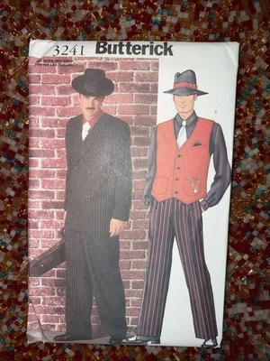 Butterick Pattern 3241 Men's Gangster Mobster Zoot Suit Costume Size XS-XL UNCUT - Image 1 of 2
