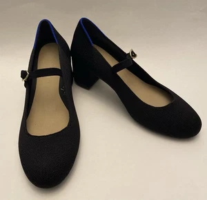 Rothy’s Mary Jane Size 6.5 Women’s Black Knit Block Heels EUC - Picture 1 of 15
