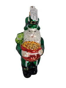 Neuer mundgeblasener irischer Kobold Weihnachtsmann Weihnachtsschmuck aus Glas - Living Quarters - Bild 1 von 5