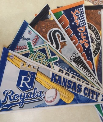 Vintage Lot of 5 MLB Pennants Chicago White Sox Milwaukee Brewers Royals Padres - Image 1 of 4
