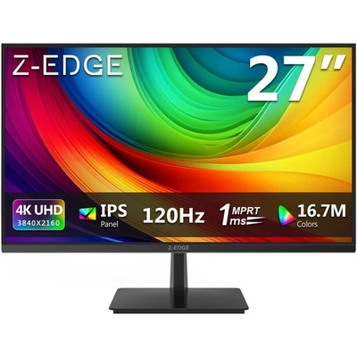 Monitor para juegos Z-EDGE 27 pulgadas 4K UHD 3840x2160 120Hz 1ms IPS, HDMI x2, DP x2 Foto 1 de 4