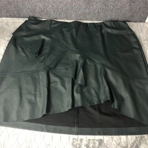 Lane Bryant Women’s Size 26 Leather Skirt Ruffle  Green - Picture 1 of 10