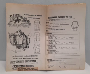 Buckaroo Bobbins Vintage Western Pattern ~ The Prescott Vest ~ Sizes XS-XXL ~ UC - Picture 1 of 6