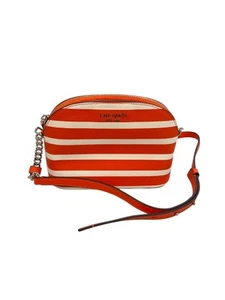 Kate Spade Mini Crossbody Bag Womens Orange White Striped Leather Small Purse - Picture 1 of 15