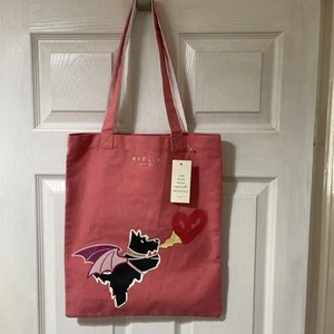 Radley Set My Heart On Fire Pink Canvas Medium Tote Shopper Bag - BNWT - Picture 1 of 7