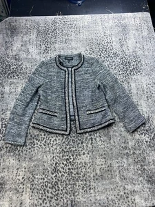 Talbots Größe PETITE P schwarz-weißer Blazer vorne offen mit verziertem Besatz - Bild 1 von 18