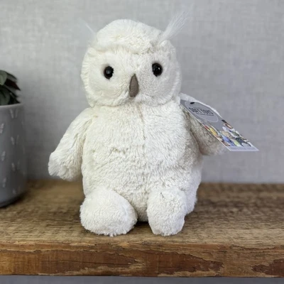 Jellycat Medium Bashful Owl - White Owl Beanie Soft Toy Retired Plush 12" - Image 1 of 4