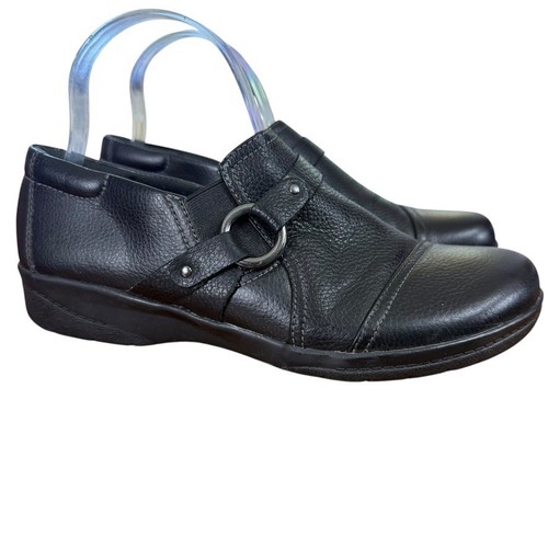 Scarpe comode Clarks Cheyn Fame nere in pelle mocassini donna punta tonda taglia 8 5 M