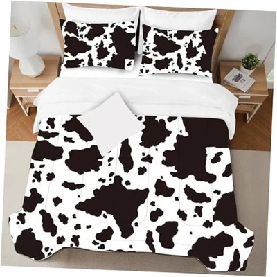 Conjunto de edredom infantil estampa de vaca tamanho desenho animado estampa de vaca leiteira completo preto e branco - Imagem 1 de 4