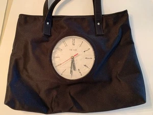 Vintage Black Comeco Clock Purse Bag Works Fun Conversation Piece Rare - Picture 1 of 3