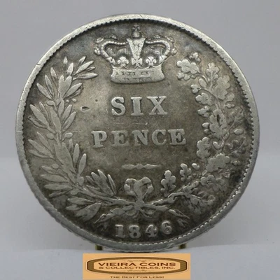 Серебряная монета Великобритании 1846 6 пенсов - #C52773NQ - Изображение 1 из 2